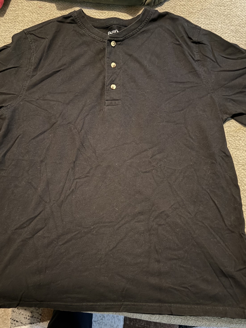 Puritan Black Long-Sleeve Henley Shirt